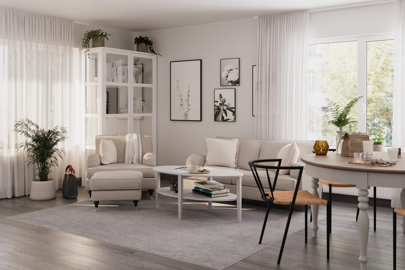 Howard Classic Soffgrupp 2-sits Soffa + Fåtölj + Fotpall i Tyg - Beige - Products - Möbler - Soffa - Soffgrupp - Howard soffgrupp