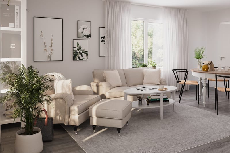 Howard Classic Soffgrupp 2-sits Soffa + Fåtölj + Fotpall i Tyg - Beige - Products - Möbler - Soffa - Soffgrupp - Howard soffgrupp