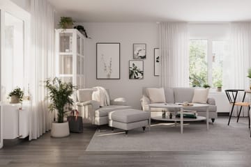Howard Classic Soffgrupp 2-sits Soffa + Fåtölj + Fotpall i Tyg - Grå - Products - Möbler - Soffa - Soffgrupp - Howard soffgrupp