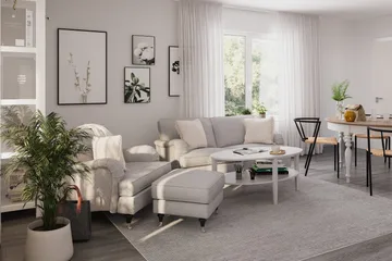 Howard Classic Soffgrupp 2-sits Soffa + Fåtölj + Fotpall i Tyg - Grå - Products - Möbler - Soffa - Soffgrupp - Howard soffgrupp