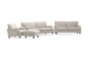Howard Classic Soffgrupp 3-sits + 2-sits Soffa + Fåtölj + Fotpall i Tyg - Beige - Products - Möbler - Soffa - Soffgrupp - Howard soffgrupp