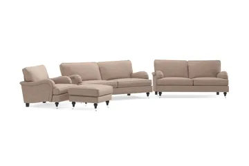 Howard Classic Soffgrupp 3-sits + 2-sits Soffa + Fåtölj + Fotpall i Tyg - Mörkbeige - Products - Möbler - Soffa - Soffgrupp - Howard soffgrupp