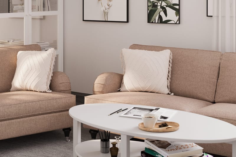 Howard Classic Soffgrupp 3-sits + 2-sits Soffa + Fåtölj + Fotpall i Tyg - Mörkbeige - Products - Möbler - Soffa - Soffgrupp - Howard soffgrupp