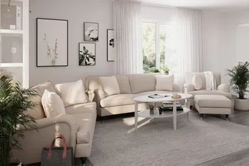 Howard Classic Soffgrupp 3-sits + 2-sits Soffa + Fåtölj i Tyg - Beige - Products - Möbler - Soffa - Soffgrupp - Howard soffgrupp