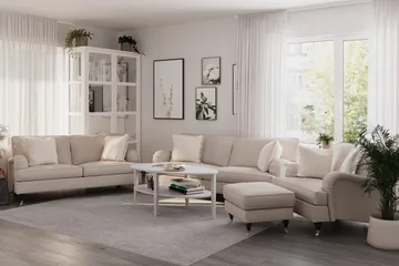 Howard Classic Soffgrupp 3-sits + 2-sits Soffa + Fåtölj i Tyg - Beige - Products - Möbler - Soffa - Soffgrupp - Howard soffgrupp