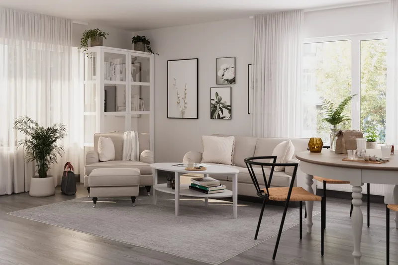 Howard Classic Soffgrupp 3-sits Soffa + Fåtölj i Tyg - Beige - Products - Möbler - Soffa - Soffgrupp - Howard soffgrupp