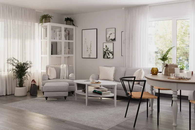 Howard Classic Soffgrupp 3-sits Soffa + Fåtölj i Tyg - Grå - Products - Möbler - Soffa - Soffgrupp - Howard soffgrupp