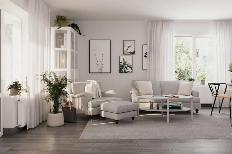 Howard Classic Soffgrupp 3-sits Soffa + Fåtölj i Tyg - Grå - Products - Möbler - Soffa - Soffgrupp - Howard soffgrupp