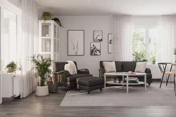 Howard Classic Soffgrupp 3-sits Soffa + Fåtölj i Tyg - Mörkgrå - Products - Möbler - Soffa - Soffgrupp - Howard soffgrupp