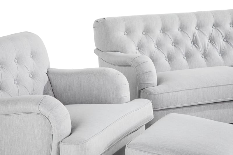 Howard Riviera Soffgrupp 2-sits + 3-sits Soffa + Fåtölj + Fotpall i Tyg - Grå - Products - Möbler - Soffa - Soffgrupp - Howard soffgrupp