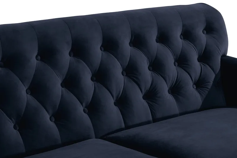 Howard Riviera Soffgrupp 3-sits + 2-sits Soffa + F åtölj + Fotpall i Sammet - Blå - Products - Möbler - Soffa - Soffgrupp - Howard soffgrupp