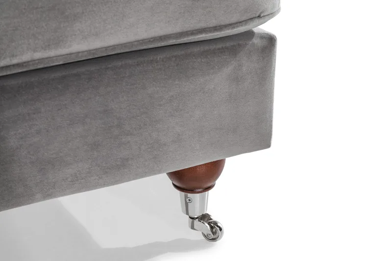 Howard Riviera Soffgrupp 3-sits + 2-sits Soffa + Fåtölj + Fotpall i Sammet - Ljusgrå - Products - Möbler - Soffa - Soffgrupp - Howard soffgrupp
