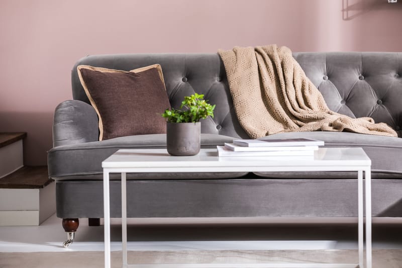 Howard Riviera Soffgrupp 3-sits + 2-sits Soffa + Fåtölj + Fotpall i Sammet - Ljusgrå - Products - Möbler - Soffa - Soffgrupp - Howard soffgrupp