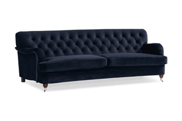 Howard Riviera Soffgrupp Svängd 3-sits + 2-sits Soffa + Fåtölj + Fotpall i Sammet - Blå - Products - Möbler - Soffa - Soffgrupp - Howard soffgrupp