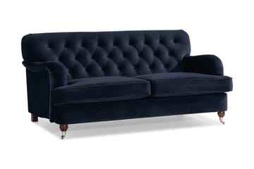 Howard Riviera Soffgrupp Svängd 3-sits + 2-sits Soffa + Fåtölj + Fotpall i Sammet - Blå - Products - Möbler - Soffa - Soffgrupp - Howard soffgrupp