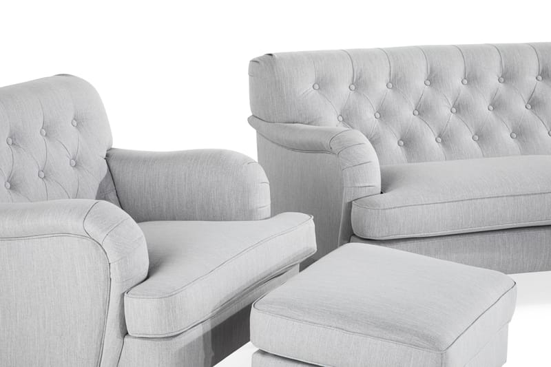 Howard Riviera Soffgrupp Svängd 3-sits + 2-sits Soffa + Fåtölj + Fotpall i Tyg - Grå - Products - Möbler - Soffa - Soffgrupp - Howard soffgrupp