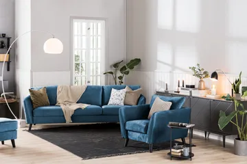 Trend 2-sits Sammetssoffa - Blå - Products - Möbler - Soffa - Sammetssoffa