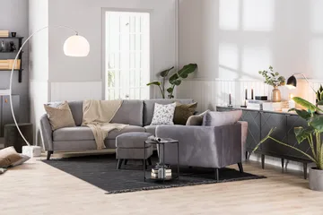 Trend 2-sits Sammetssoffa - Ljusgrå - Products - Möbler - Soffa - Sammetssoffa