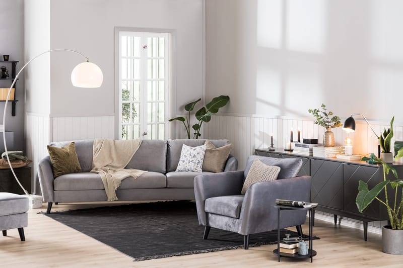 Trend 2-sits Sammetssoffa - Ljusgrå - Products - Möbler - Soffa - Sammetssoffa