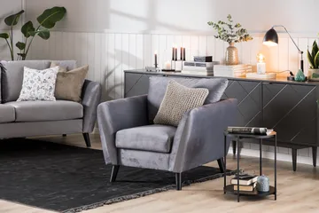 Trend 2-sits Sammetssoffa - Ljusgrå - Products - Möbler - Soffa - Sammetssoffa