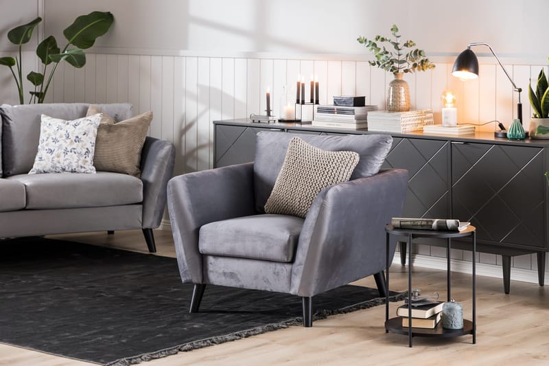 Trend 2-sits Sammetssoffa - Ljusgrå - Products - Möbler - Soffa - Sammetssoffa