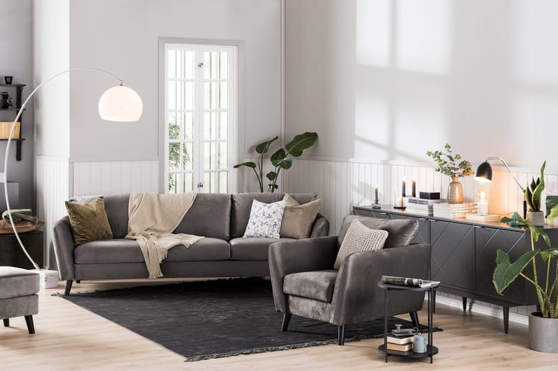 Trend 2-sits Sammetssoffa - Mörkgrå - Products - Möbler - Soffa - Sammetssoffa