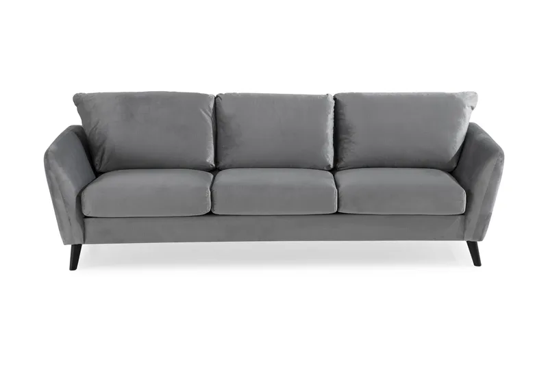 Trend 3-sits Sammetssoffa, Ljusgrå