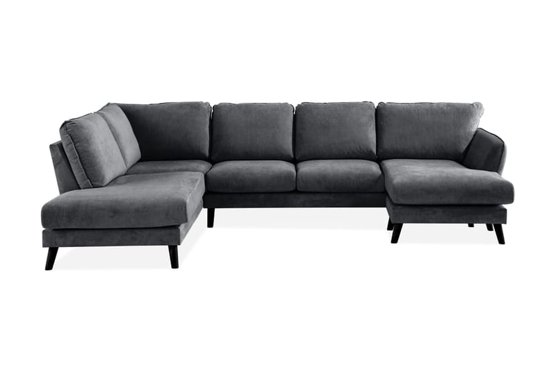Trend Lyx 4-sits Vänstervänd U-formad Soffa med Divan och Schäslong i Tyg, Mörkgrå