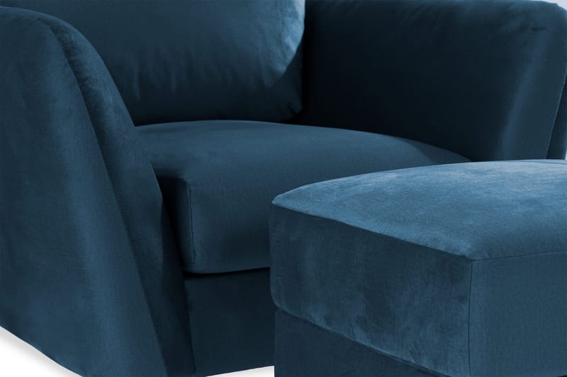 Trend Soffgrupp 3-sits + 2-sits Soffa + Fåtölj + Fotpall i Sammet - Blå - Products - Möbler - Soffa - Soffgrupp