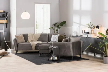 Trend Soffgrupp 3-sits + 2-sits Soffa + Fåtölj + Fotpall i Sammet - Brun - Products - Möbler - Soffa - Soffgrupp