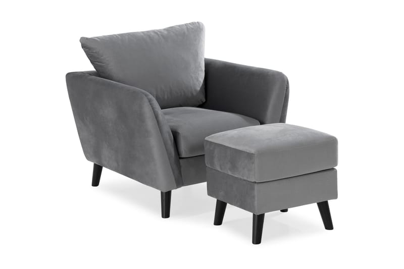 Trend Soffgrupp 3-sits + 2-sits Soffa + Fåtölj + Fotpall i Sammet - Ljusgrå - Products - Möbler - Soffa - Soffgrupp
