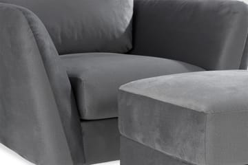 Trend Soffgrupp 3-sits + 2-sits Soffa + Fåtölj + Fotpall i Sammet - Ljusgrå - Products - Möbler - Soffa - Soffgrupp