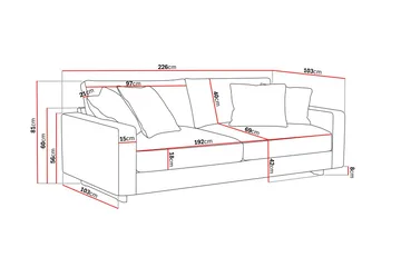 Valencia Extra Djup 3-sits Soffa i Chenille - Beige - Products - Möbler - Soffa - 3 sits soffa