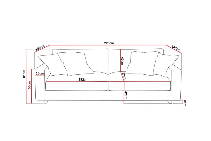 Valencia Extra Djup 3-sits Soffa i Chenille - Mörkbrun - Products - Möbler - Soffa - 3 sits soffa