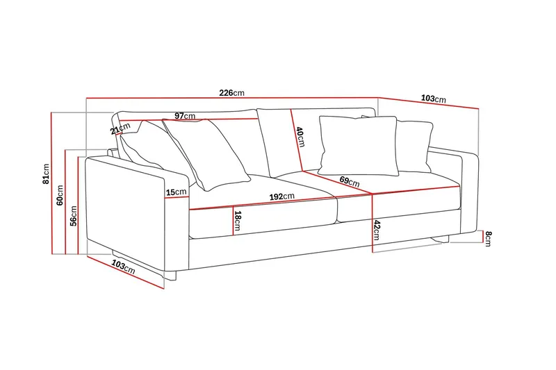Valencia Extra Djup 3-sits Soffa i Chenille - Rostbrun - Products - Möbler - Soffa - 3 sits soffa