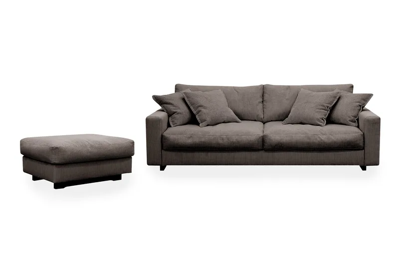 Valencia Soffgrupp Extra Djup 3-sits Soffa + Fotpall, Brun