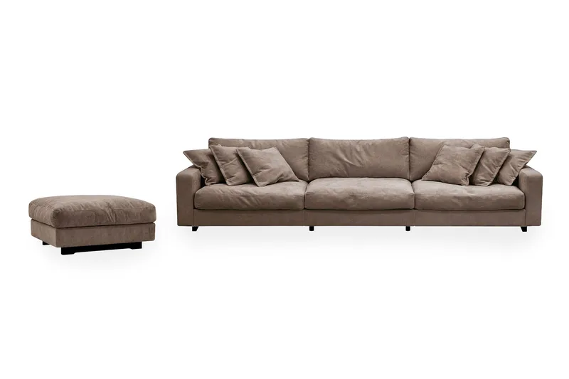 Valencia Soffgrupp Extra Djup 5-sits Soffa + Fotpall i Chenille, Mörkbrun