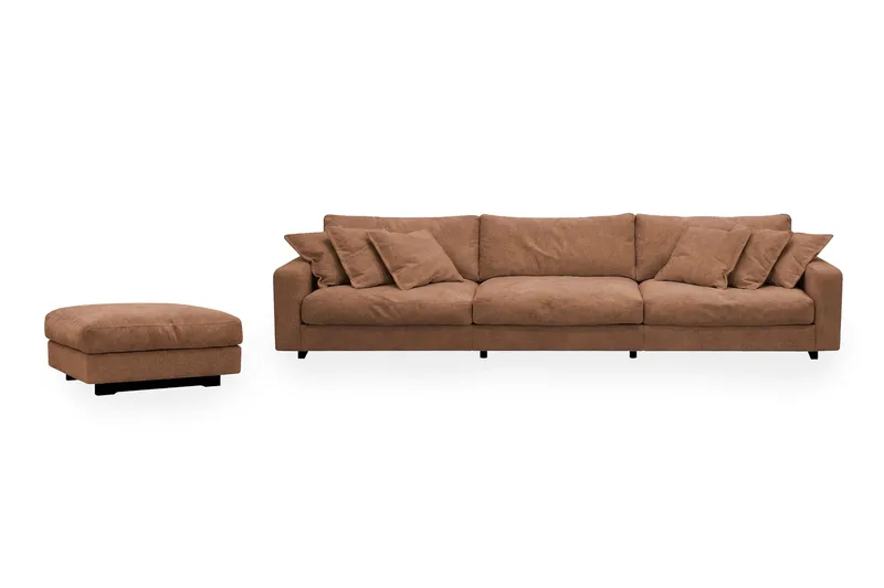 Valencia Soffgrupp Extra Djup 5-sits Soffa + Fotpall i Chenille, Rostbrun