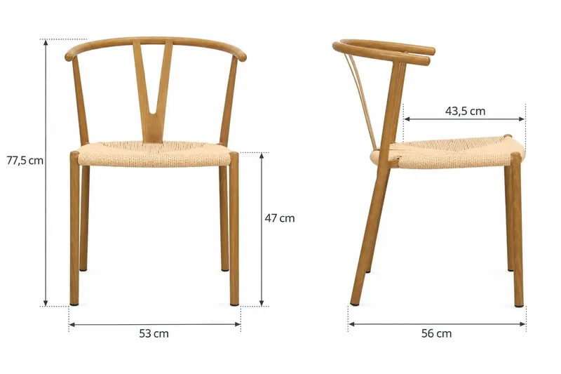 Elysia Matstol med armstöd metall och flätad sits - Ek - Products - Möbler - Fåtölj & stolar - Matstol & köksstol