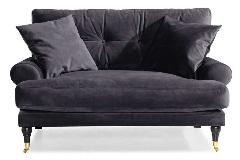 Andrew Loveseat Sammet - Mörkgrå/Mässing - Products - Möbler - Fåtölj & stolar - Fåtölj - Sammetsfåtölj