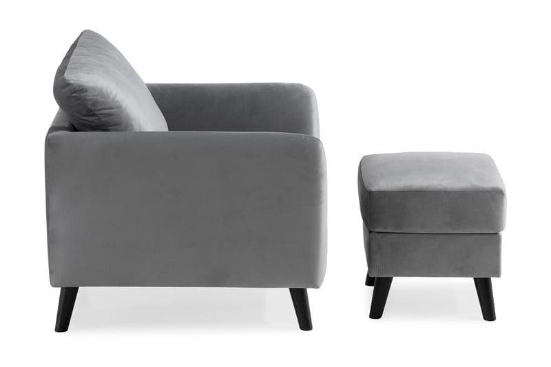 Trend Fåtölj med Fotpall - Ljusgrå Sammet - Products - Möbler - Fåtölj & stolar - Fåtölj - Fåtölj med fotpall