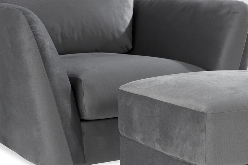 Trend Fåtölj med Fotpall - Ljusgrå Sammet - Products - Möbler - Fåtölj & stolar - Fåtölj - Fåtölj med fotpall