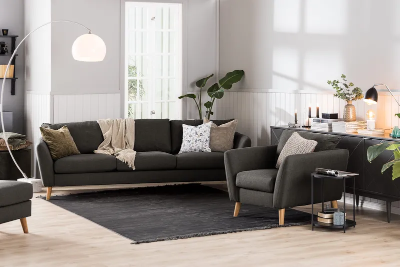 Trend Soffgrupp Fåtölj med Fotpall - Svart - Products - Möbler - Fåtölj & stolar - Fåtölj - Fåtölj med fotpall