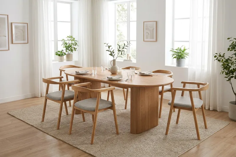 Jolie Matstol i trä med tygsits - Ek/Beige - Products - Möbler - Fåtölj & stolar - Karmstol