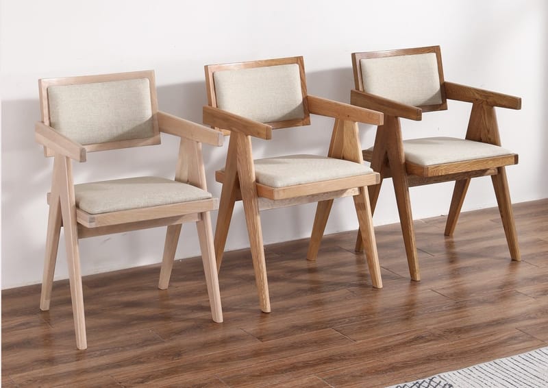 Karmstol Sara med Linnetyg Whitewash - Grå - Products - Möbler - Fåtölj & stolar - Karmstol