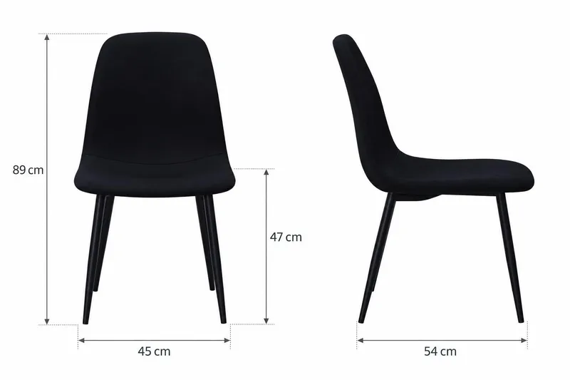 Nibe Matstol - Svart/Metallben Svart - Products - Möbler - Fåtölj & stolar - Matstol & köksstol