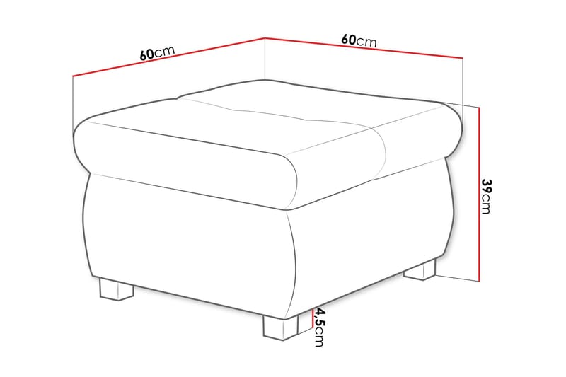 Cerys Fotpall 60 cm - Ljusgrå/Svart - Products - Möbler - Fåtölj & stolar - Pall & puff - Fotpallar