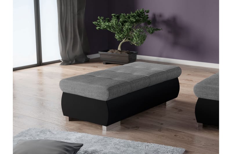 Cerys Fotpall 60 cm - Ljusgrå/Svart - Products - Möbler - Fåtölj & stolar - Pall & puff - Fotpallar