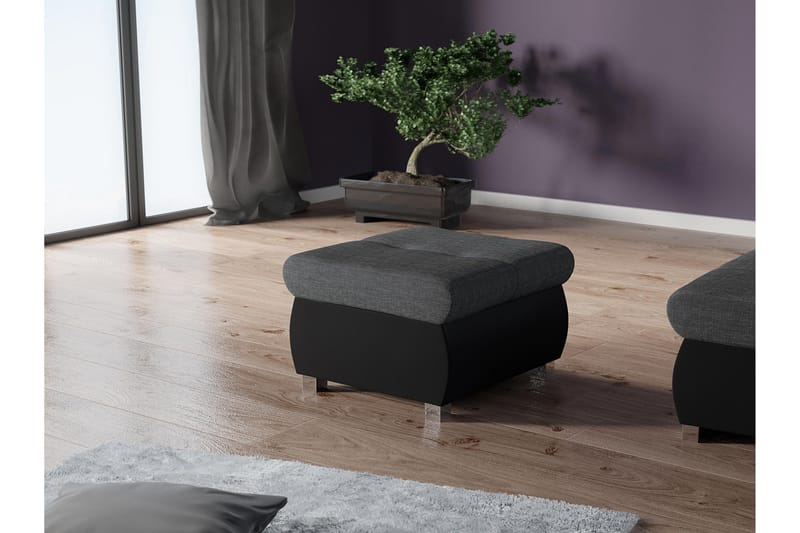 Cerys Fotpall 60 cm - Mörkgrå/Svart - Products - Möbler - Fåtölj & stolar - Pall & puff - Fotpallar