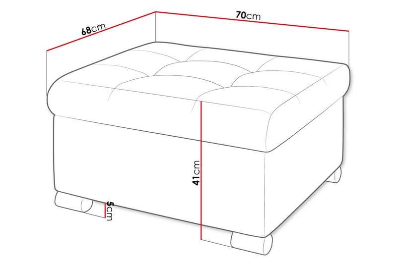 Dynir Fotpall 68 cm - Vit/Grå - Products - Möbler - Fåtölj & stolar - Pall & puff - Fotpallar